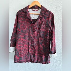 Soft Surroundings ❤️ Women's Red and Black Paisley Top